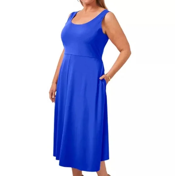 NWT MSK | $79 Scoop Neck Stretch Midi Dress - Picture 5 of 7